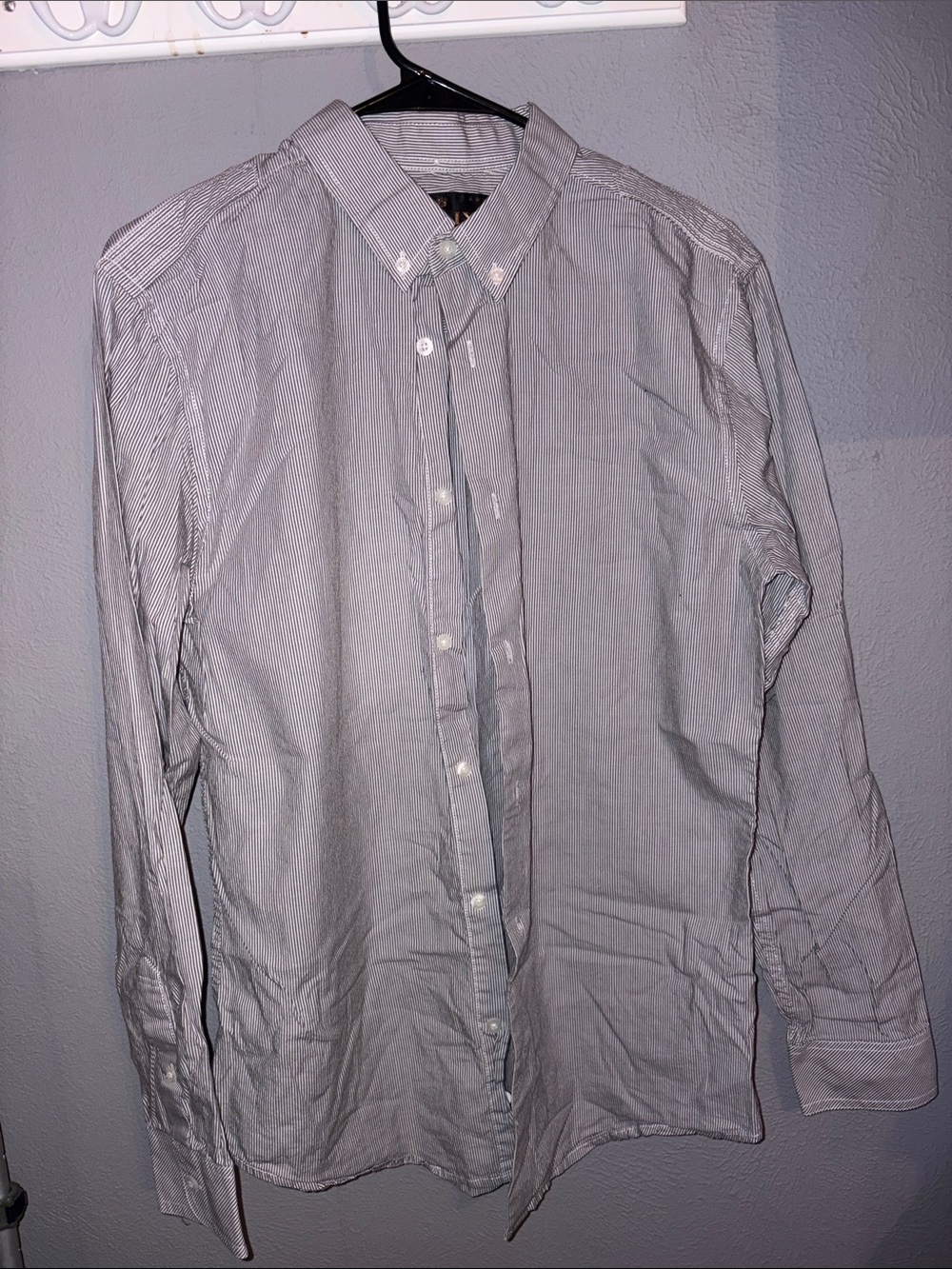 Helix Women’s Button-Down Shirt in Light Gray Pinstripe